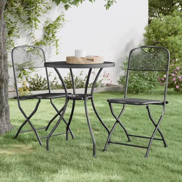 vidaXL 3-delige Tuinset metaalgaas antracietkleurig, Tuin en Terras, Tuinsets en Loungesets, Verzenden, Nieuw, Tuinset