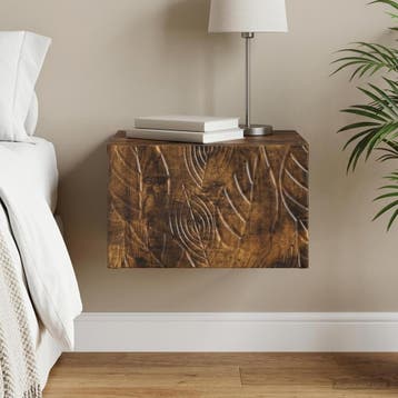 vidaXL Muurbevestigde Nachttafel Gerookt eiken 49 x 34,5 x, Verzenden, Nieuw