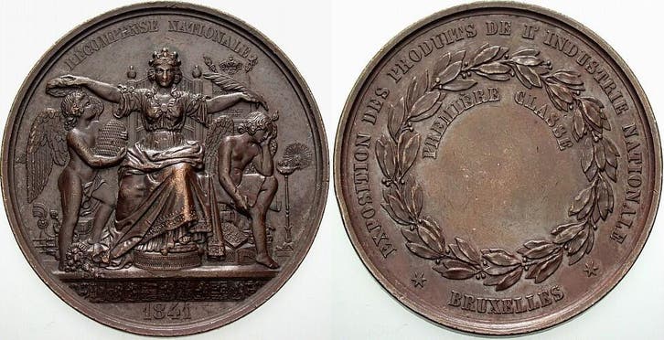 Brons medaille 1841 Belgie-koenigreich Leopold I 1831-1865, Timbres & Monnaies, Pièces & Médailles, Envoi