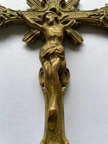 Barok stijl Crucifix - Messing, Brons - Early 20th century, Antiek en Kunst