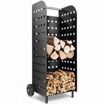 Houtwagen voor openhaard extra breed - zwart, Verzenden, Nieuw