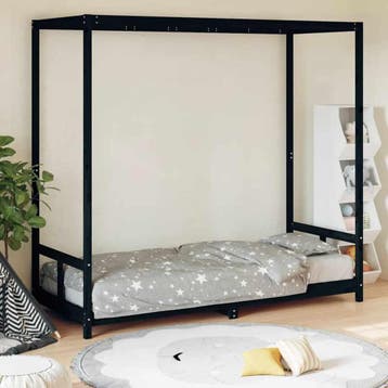 vidaXL Kinderbedframe 80x200 cm massief grenenhout zwart, Verzenden