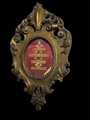 Reliekhouder - Messing, Glas, Textiel - 1800-1850 - Heilige
