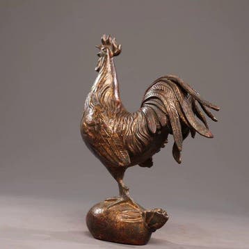 Beeld, Lucky-Bag Golden Rooster - 22 cm - Composiet