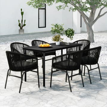 vidaXL 7-delige Tuinset zwart, Verzenden, Tuinset