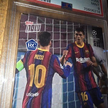 2020/21 Topps Topps Now UCL Pedri, Lionel Messi #005 Graded, Nieuw