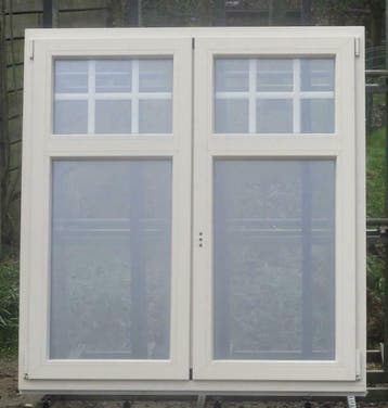pvc raam , chassis , venster 129 x 137 creme / basaltgrijs, 75 tot 150 cm, Kunststof, Raamkozijn, Nieuw