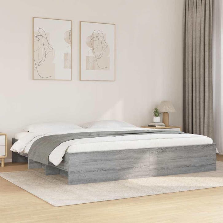 vidaXL Bedframe zonder matras 180x200 cm spaanplaat grijs, Huis en Inrichting, Slaapkamer | Bedden, Nieuw, Verzenden