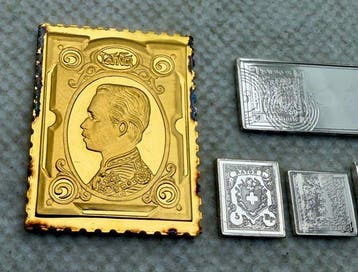 Duitsland, Japan, Thailand. Lote 6 lingotes plata ( bano oro