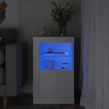vidaXL Bijzetkast met LED-verlichting bewerkt hout wit, Verzenden