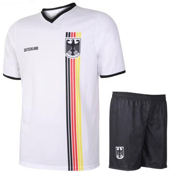 Kingdo Duitsland Voetbaltenue Thuis - Eigen Naam - Strepen, Sport en Fitness, Voetbal, Verzenden, Nieuw, Bal