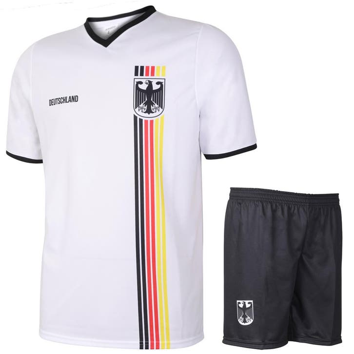 Kingdo Duitsland Voetbaltenue Thuis - Eigen Naam - Strepen, Sport en Fitness, Voetbal, Bal, Nieuw, Verzenden