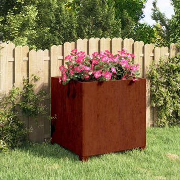 vidaXL Plantenbak met poten roestig 50x50x50 cm cortenstaal, Verzenden, Nieuw