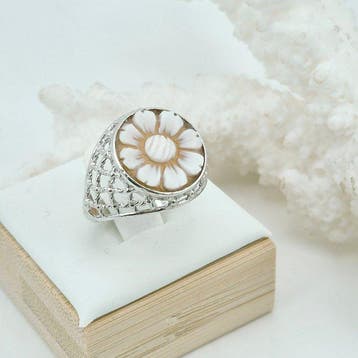 Zilver - Ring - Handgegraveerde camee, Antiek en Kunst