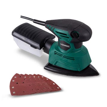 Handpalmschuurmachine 130W | Incl. Stofopvangbox en 6, Verzenden, Nieuw