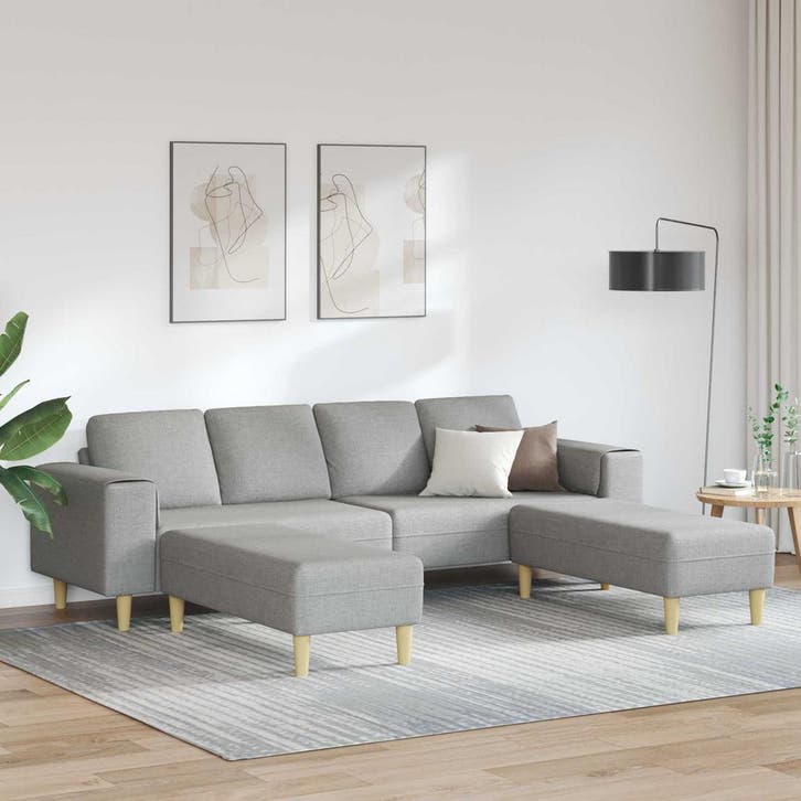 vidaXL Woonkamerbank / zetel 3 st Wolkgrijs Polyester, Maison & Meubles, Canapés | Salons, Envoi