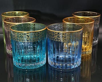 Artemisia - Drinkset (6) - Kristal, gouden zecchino - Whisky, Antiek en Kunst