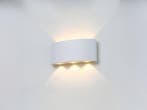 Veiling - 4x 6W LED ovaal Wandlamp zes licht zand wit warm w, Tuin en Terras, Nieuw