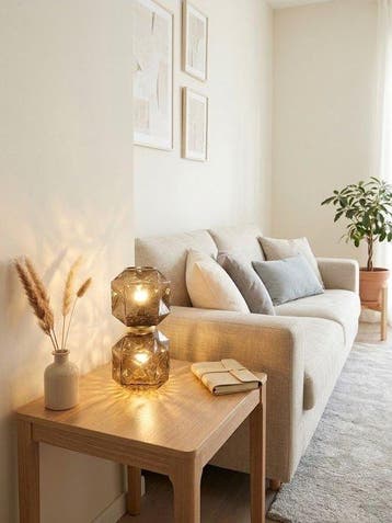 Due p illuminazione - Tafellamp - geblazen glas, IJzer -
