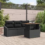 vidaXL Tuinbank Set met kussen 5 pcs Zwart Poly rattan, Verzenden, Nieuw