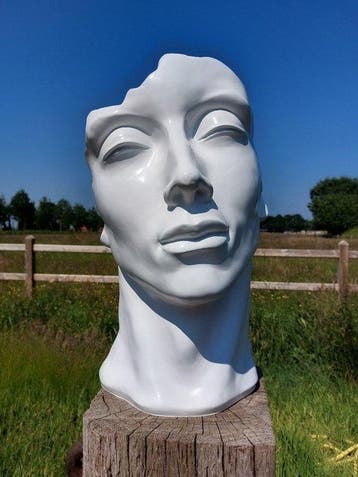 Beeld, statue head in white color - 50 cm - polyresin