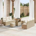 vidaXL Tuinbank Set met opslag 9 pcs Beige Poly rattan, Verzenden, Nieuw