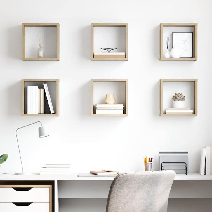 vidaXL Wandschappen kubus 6 st 26x15x26 cm sonoma, Huis en Inrichting, Kasten | Wandmeubels, Nieuw, Verzenden
