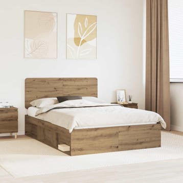 vidaXL Bedframe Ambachtelijk Eiken 140 x 190 cm Massief, Verzenden
