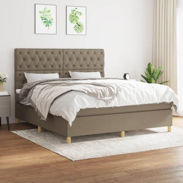 vidaXL Boxspring met matras stof taupe 160x200 cm, Verzenden