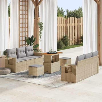 vidaXL Tuinbank Set 9 st 6-Aantal zitplaatsen Beige en, Tuin en Terras, Verzenden, Nieuw