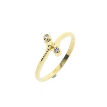 Gouden toi et moi ring met diamanten; 0,03 ct., Ophalen of Verzenden