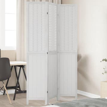vidaXL Kamerscherm met 3 panelen massief paulowniahout wit, Verzenden, Nieuw