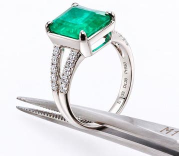 Ring Platina - 3.93ct. tw. - Diamant - Levendig groen fijne, Nieuw
