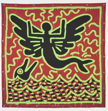 Keith Haring - Untitled 1982 (Mermaid with Dolphin) | COA, Antiek en Kunst