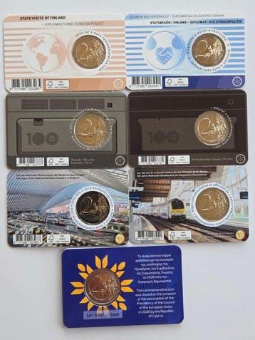 Europa. 2 Euro 2025/2026 (7 coincards) (Zonder minimumprijs), Postzegels en Munten