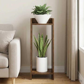 vidaXL Plantenstand Gerookt eiken 30 x 30 x 80 cm Bewerkt, Verzenden