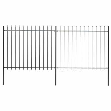 vidaXL Tuinhek met speerpunt staal 337x150 cm zwart, Verzenden, Nieuw