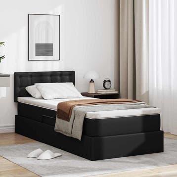 vidaXL Opslag bed met matras met opslag Zwart 90 x 200 cm, Huis en Inrichting, Slaapkamer | Bedden, Verzenden, Nieuw