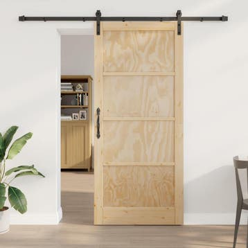 vidaXL Schuifdeur 93 x 211 cm Bewerkt hout Naturel en Zwart, Verzenden, Nieuw