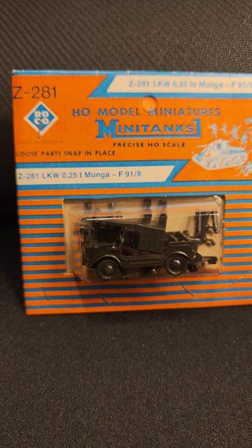 roco minitanks Z-281 - LKW 0.25 to Munga - F 91/8, Hobby en Vrije tijd, Modeltreinen | H0, Overige merken, Gelijkstroom, Verzenden