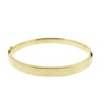Gouden slavenarmband met patroon; Maat M, Handtassen en Accessoires, Armbanden, Ophalen of Verzenden, Gebruikt, Overige kleuren