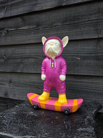 sculptuur, French Bulldog on Skateboard – Pop Art Style - 26, Antiek en Kunst