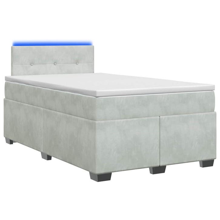 vidaXL Boxspringbed met matras en LED Lichtgrijs 120 x 190, Huis en Inrichting, Slaapkamer | Bedden, Nieuw, Verzenden