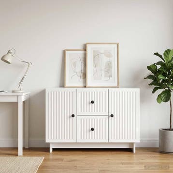 vidaXL Dressoir met lade Hoogglans Wit 89 x 34,5 x 60 cm, Huis en Inrichting, Verzenden, Nieuw