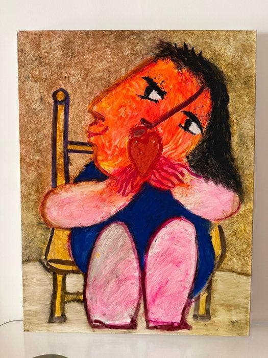 Ripollés - Mujer de corazon, Antiquités & Art, Art | Peinture | Moderne