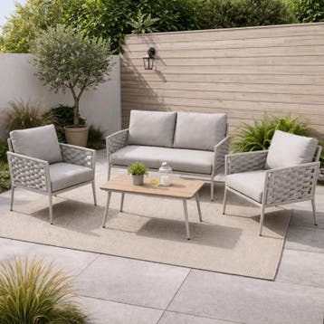 Loungeset 4delig – grijs - 2zits + 2 x 1zits + tafel, Huis en Inrichting, Verzenden, Nieuw