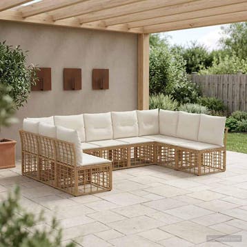 vidaXL Buiten bank set Naturel Polyester, Verzenden, Nieuw