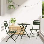 vidaXL Bistroset 3 pcs Groen Staal, Verzenden