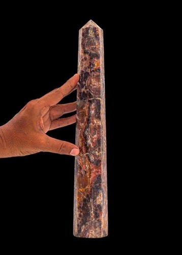 Grote Auralite 23 met Cacoxeniet-obelisk<br>Hoogte: 555 mm -