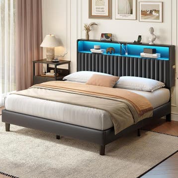 Bedframe met lattenbodem - 140x200 cm - Metaal - Zwart - Rol, Huis en Inrichting, Verzenden, Nieuw